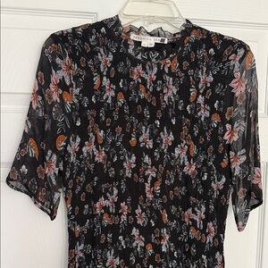 Veronica Beard Black Dress with Floral Print